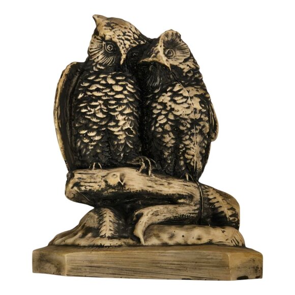 Vintage Owl Figurine Sculpture On Branch Resin Home Decor Collectible - Picture 13 of 16